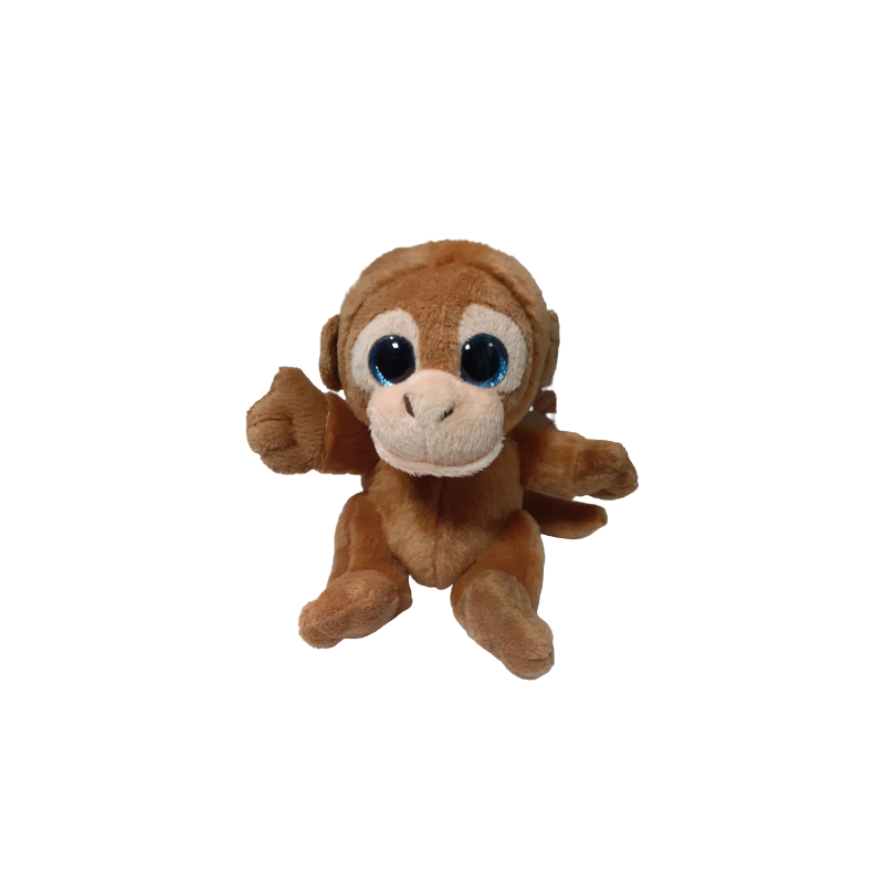 Peluche singe marron yeux brillant 20 cm